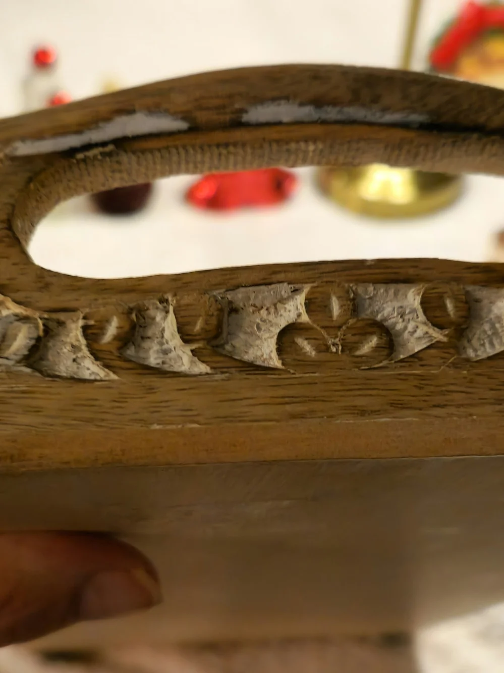 Hand Carved Wood Bath Or Spa Caddy Tray With Handles & Wirds Of Inspiration.
